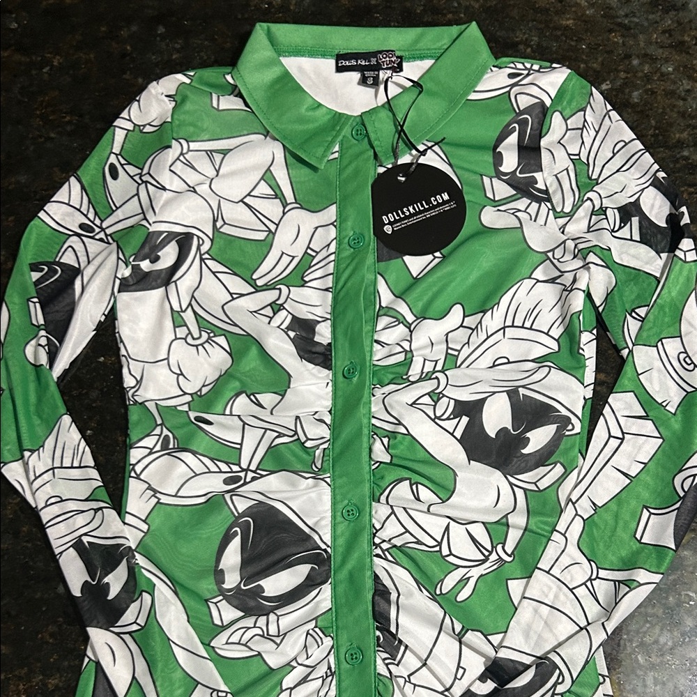 NWT Dolls kill Looney Tunes Marvin the Martian print dress